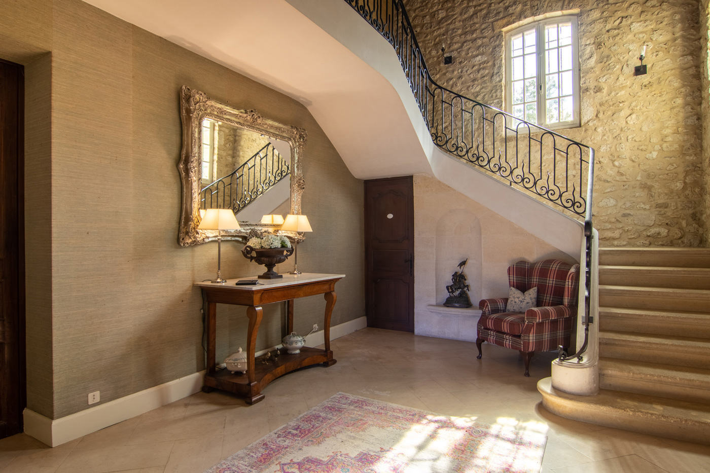 Period entrance hall at Le Manoir du Bois Mignon